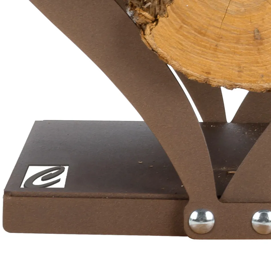 Soporte de madera para interiores en acero marrón Made in Italy - Cariño Viadurini