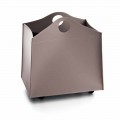diseño de cuero antracita Portalegna con ruedas WoodBag