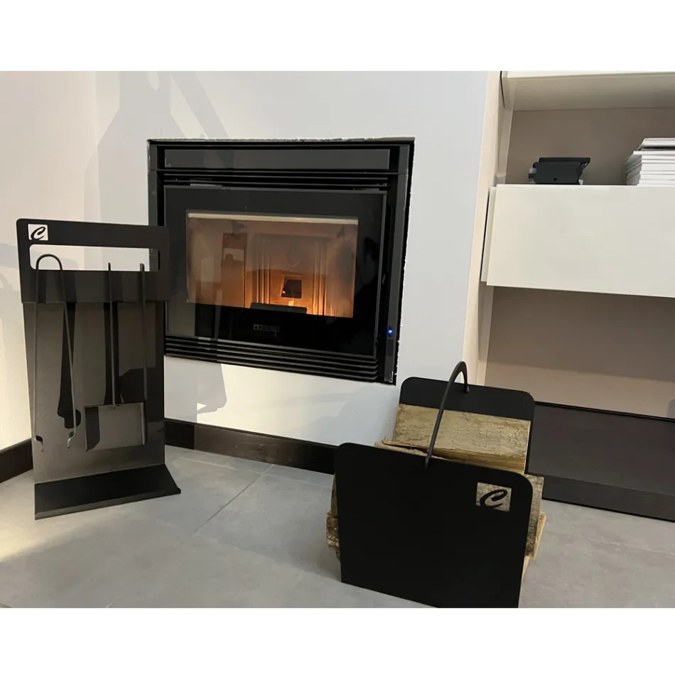 Soporte de registro moderno interior de acero negro hecho en Italia - Libeccio Viadurini