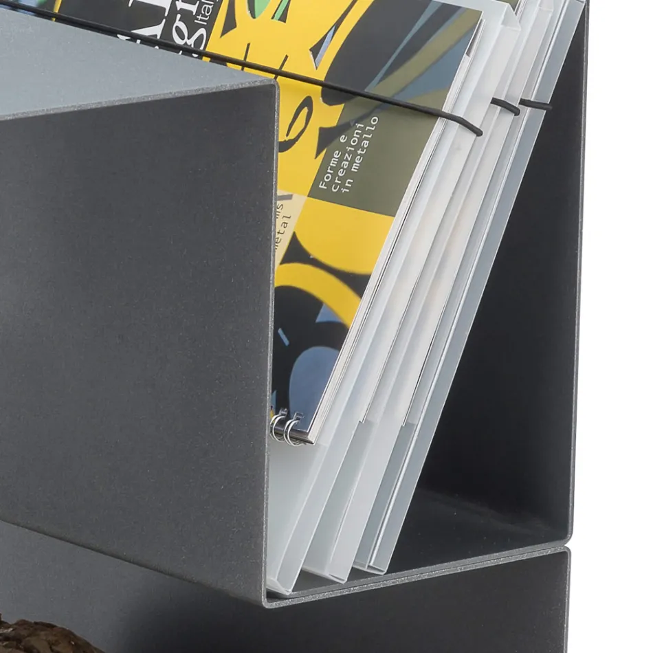 Leñero de Diseño para Interior en Acero Gris Made in Italy - Tramontana Viadurini