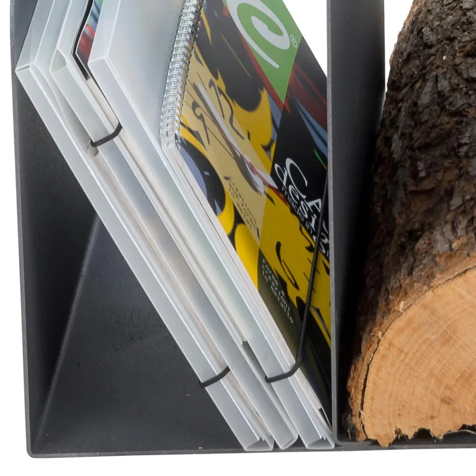 Leñero de Diseño para Interior en Acero Gris Made in Italy - Tramontana Viadurini