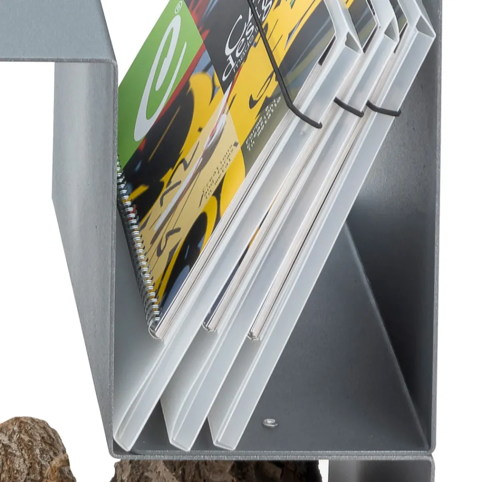 Leñero de Diseño para Interior en Acero Gris Made in Italy - Tramontana Viadurini