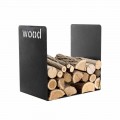 Soporte de madera moderno en diseño minimalista de acero negro con grabado - Altano