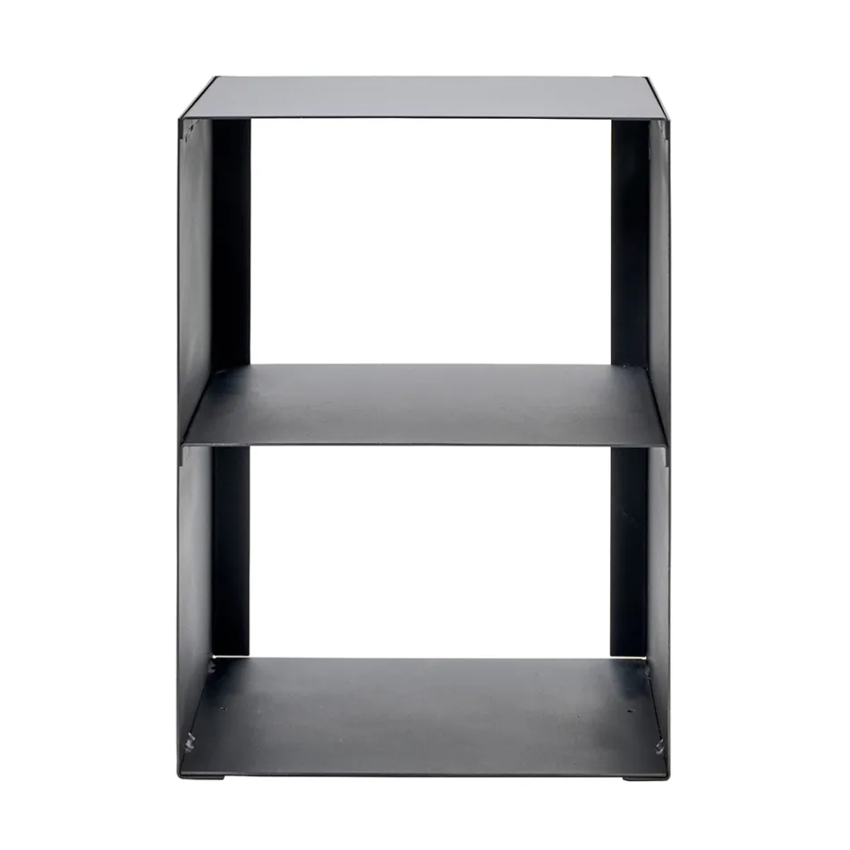 Porta leña de acero pintado con pintura negra Fabricado en Italia - Fiamme Viadurini