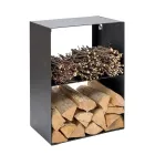 Porta leña de acero pintado con pintura negra Fabricado en Italia - Fiamme Viadurini