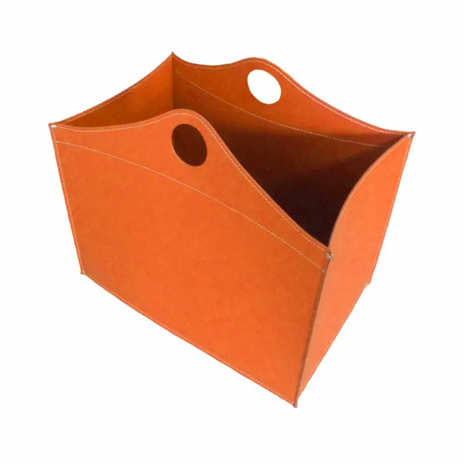 Portalegna piel regenerada con ruedas WoodBag hechas en Italia Viadurini