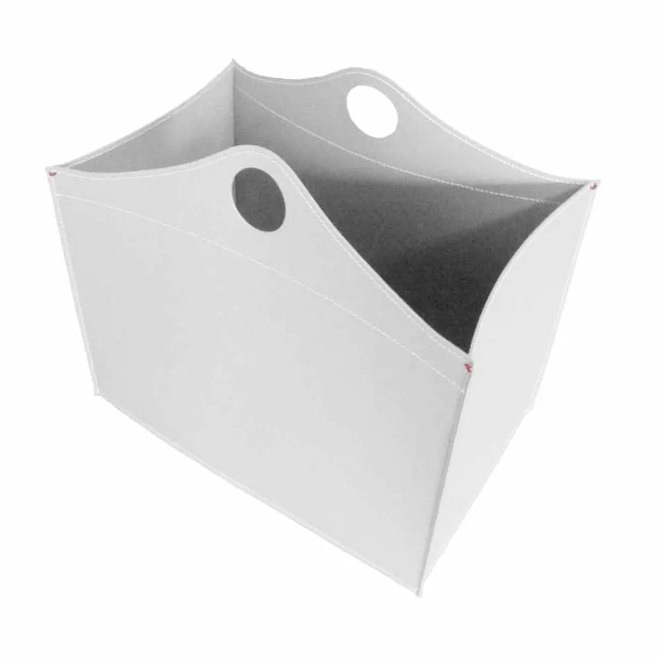 Portalegna piel regenerada con ruedas WoodBag hechas en Italia Viadurini