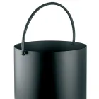 Leñero de metal con asa superior y ruedas Made in Italy - Bison Viadurini