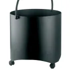 Leñero de metal con asa superior y ruedas Made in Italy - Bison Viadurini