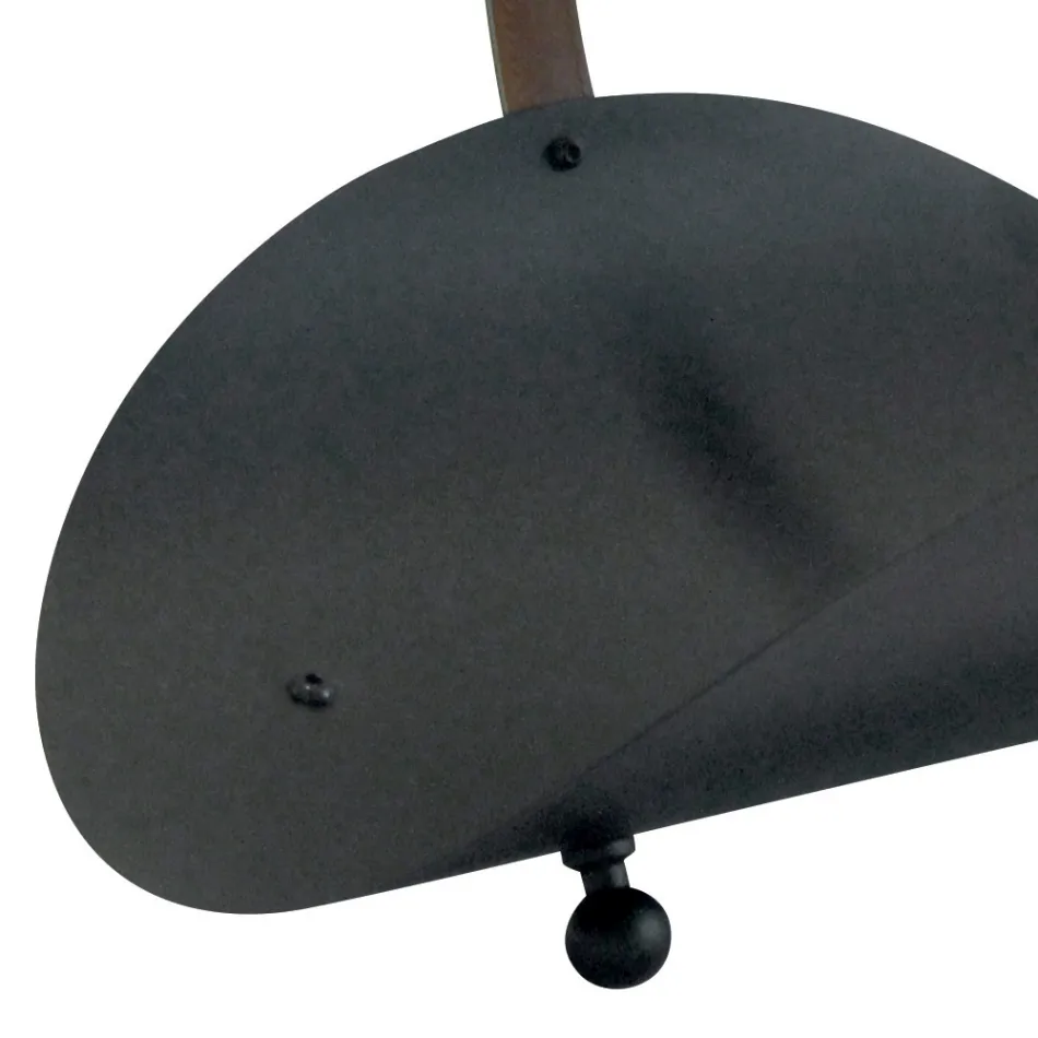 Portamadera de metal negro con mango de cuero Made in Italy - Antelope Viadurini