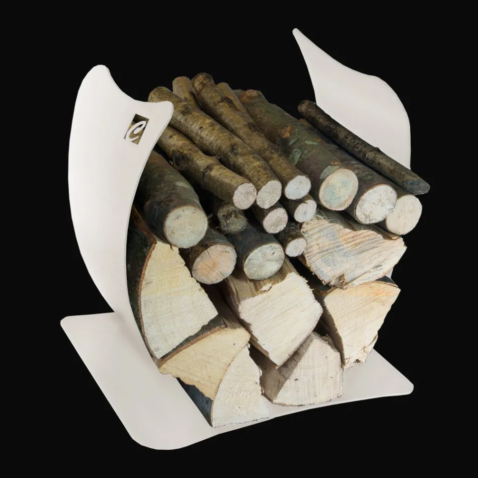 Porta leña interior en acero pintado Made in Italy - Leopoldo Viadurini