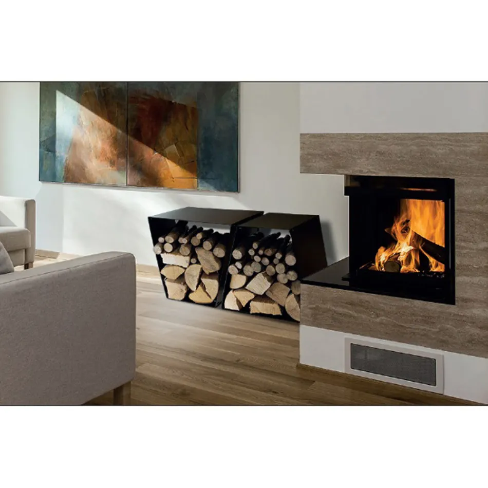 Soporte para troncos de suelo moderno en acero pintado Made in Italy - Demetra Viadurini