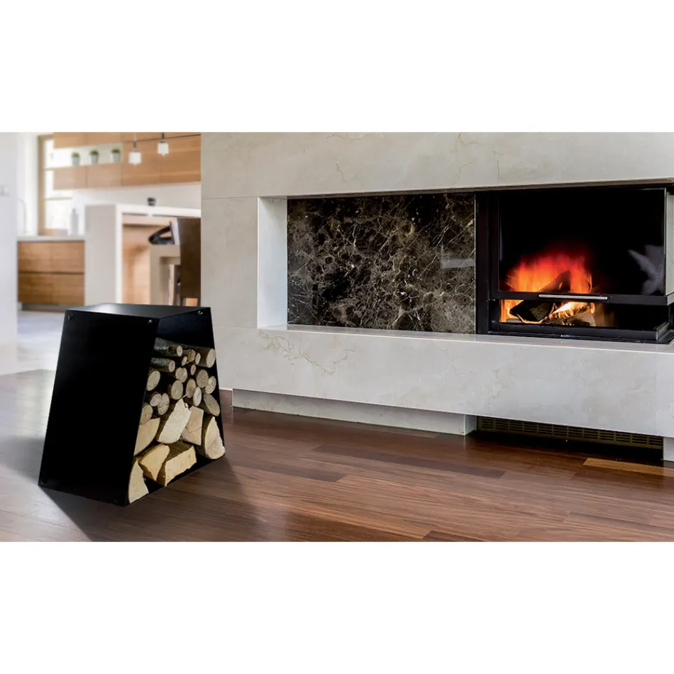 Soporte para troncos de suelo moderno en acero pintado Made in Italy - Demetra Viadurini