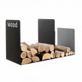 Soporte de madera doble en acero negro con decoración lateral Diseño moderno - Altano1