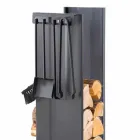 Soporte de leña de diseño con 4 herramientas interiores Made in Italy - Janet Viadurini