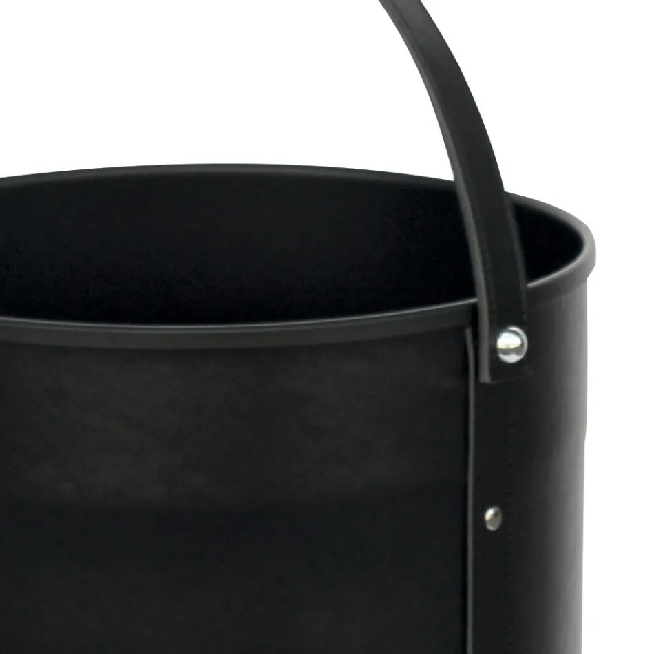 Leñero redondo en ecopiel con ruedas Made in Italy - Chameleon Viadurini