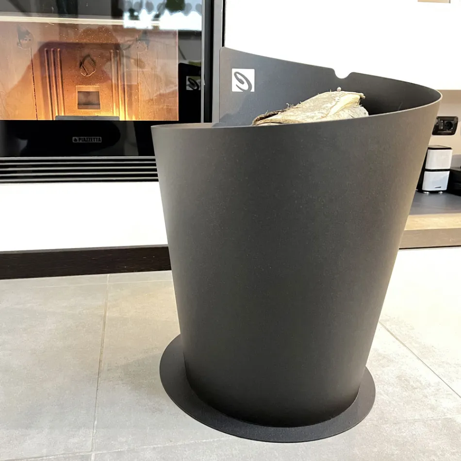 Soporte redondo de madera para interiores en acero negro Diseño moderno italiano - Favonio Viadurini