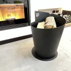 Soporte redondo de madera para interiores en acero negro Diseño moderno italiano - Favonio Viadurini