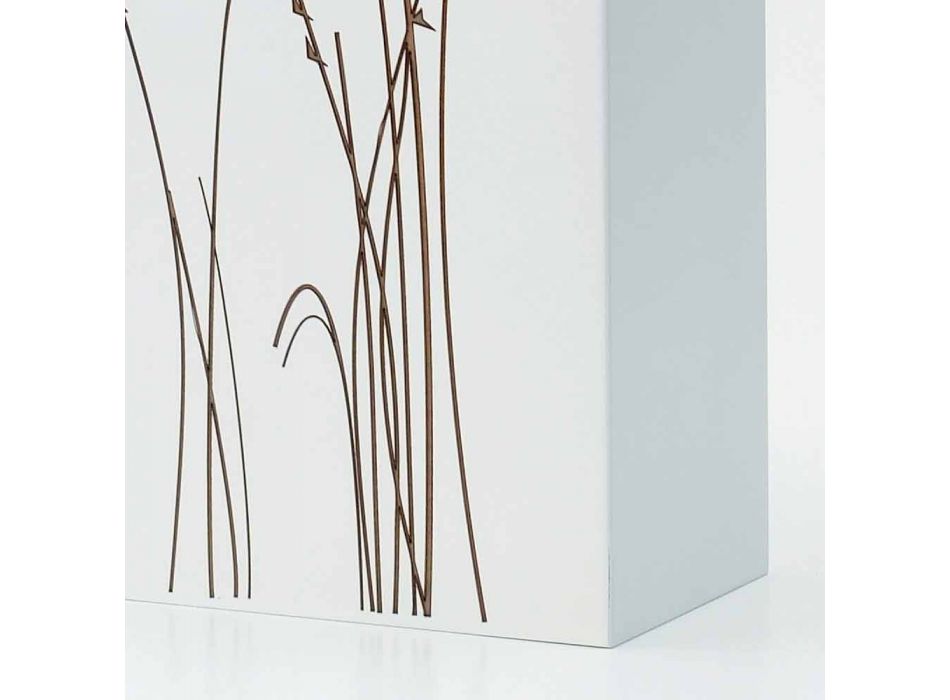 Paragüero blanco en madera decorada Diseño moderno Rectangular - Filigrana Viadurini