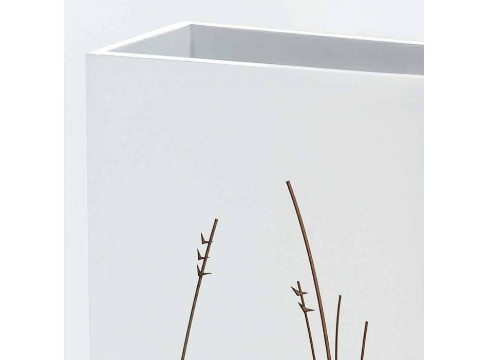 Paragüero blanco en madera decorada Diseño moderno Rectangular - Filigrana Viadurini