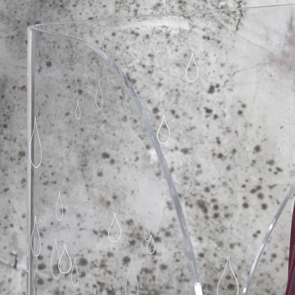 Paragüero en cristal acrílico transparente decorado con láser - Versio Viadurini