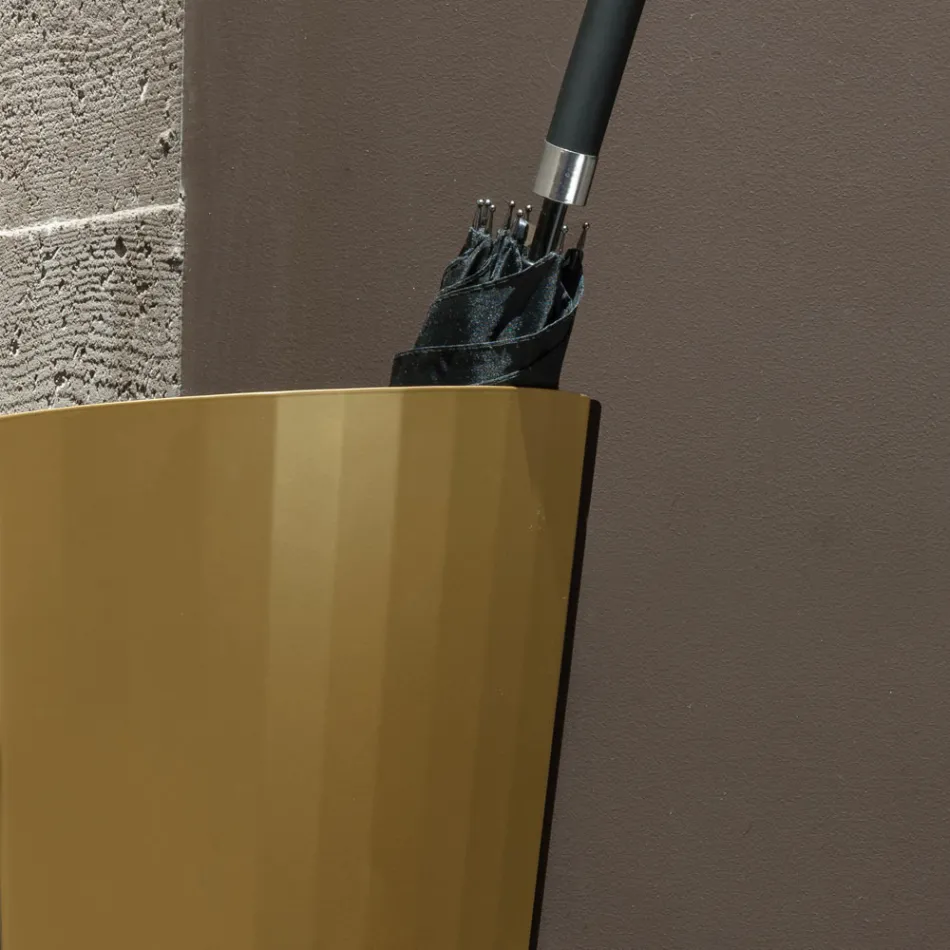 Paragüero en chapa pintada en oro y bronce Made in Italy - Azalea Viadurini