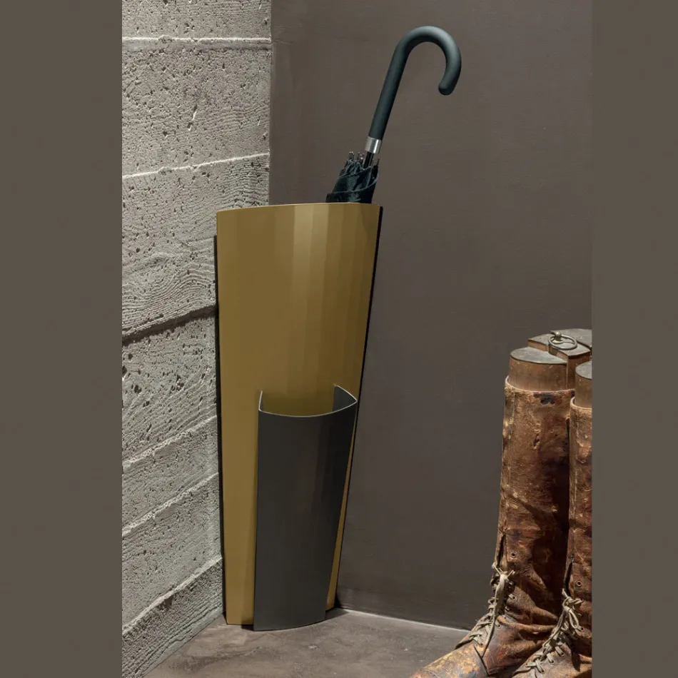 Paragüero en chapa pintada en oro y bronce Made in Italy - Azalea Viadurini