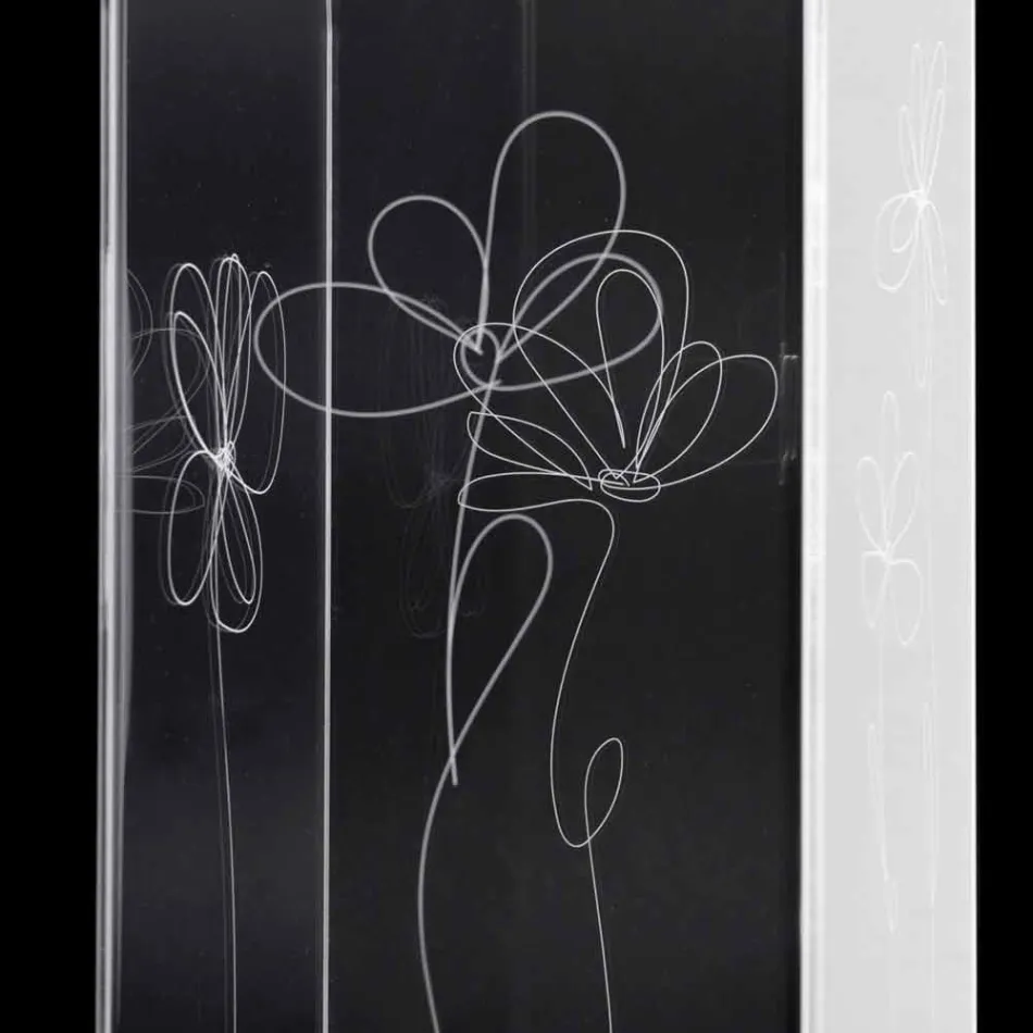 Paragüero de plástico transparente con hojas estilizadas grabadas - Florino Viadurini