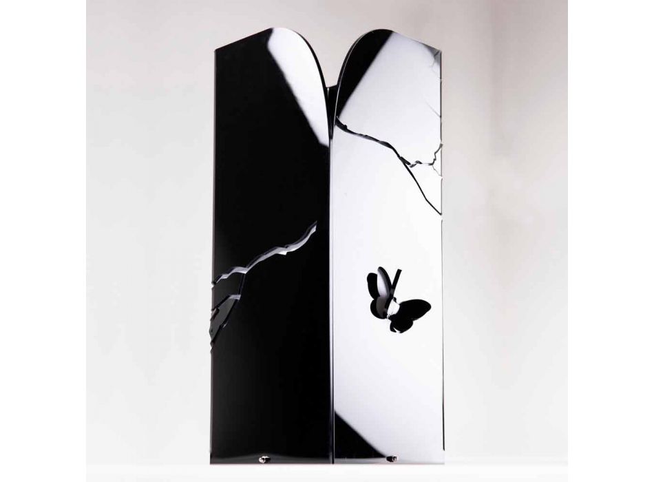 Paragüero de plexiglás negro con grabados y decoraciones en 3D, diseño moderno - Farfo Viadurini