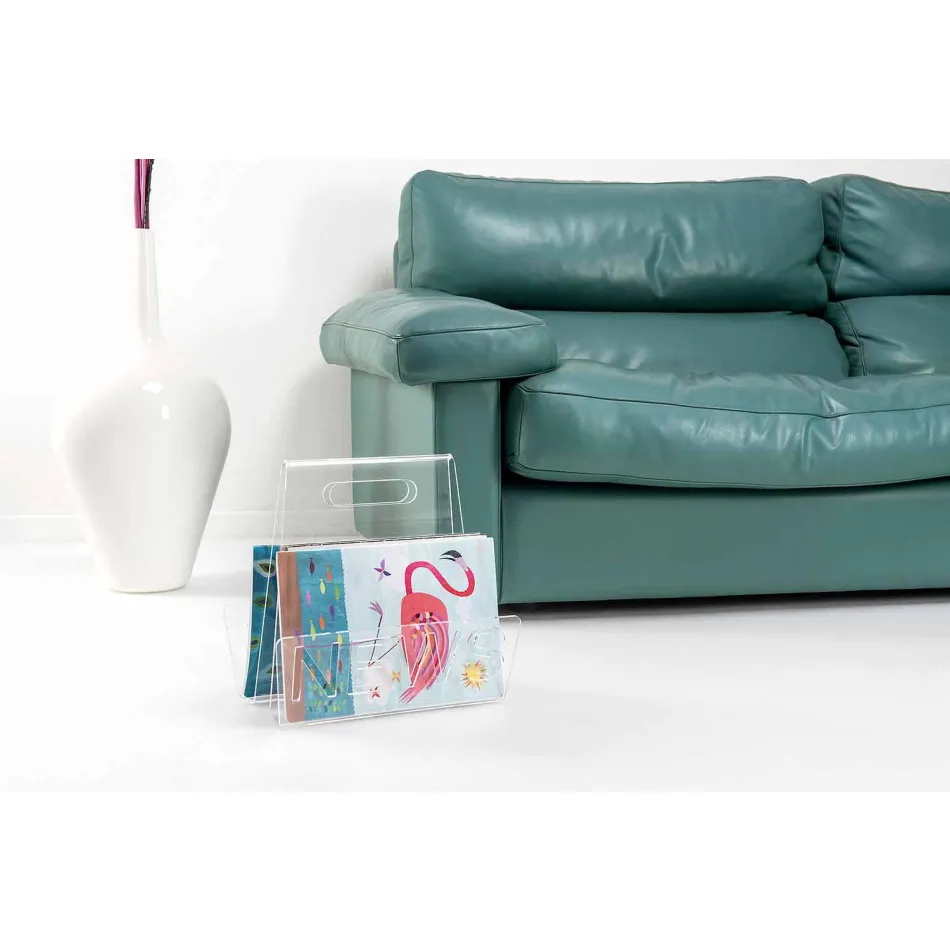 Revistero de diseño de plexiglás negro o transparente hecho en Italia - Omar Viadurini