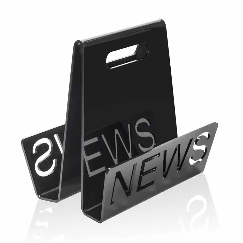 Revistero de diseño de plexiglás negro o transparente hecho en Italia - Omar Viadurini