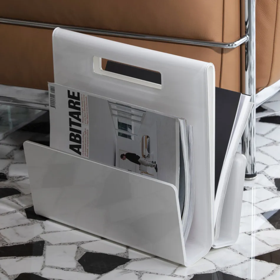 Revistero para sala de estar en cristal acrílico coloreado Made in Italy - Osafo Viadurini