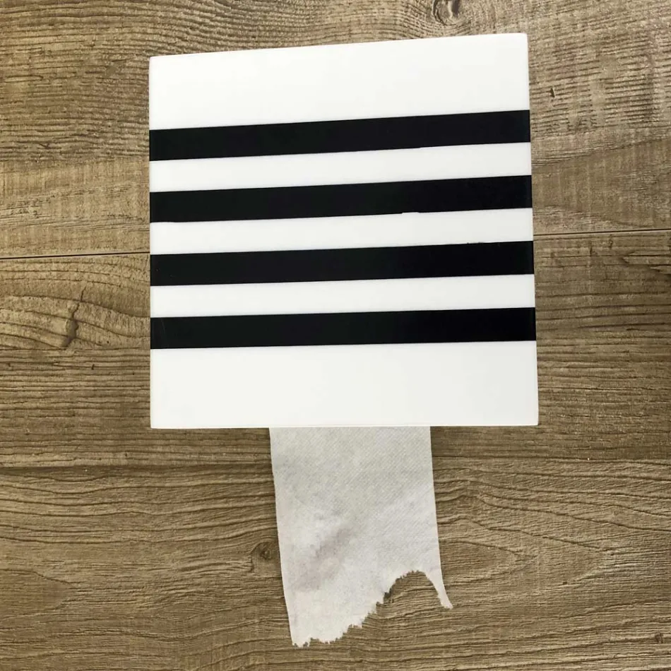 Portarrollos de baño en Corian blanco o con inserciones negras Diseño italiano - Elono Viadurini