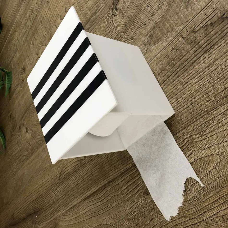 Portarrollos de baño en Corian blanco o con inserciones negras Diseño italiano - Elono Viadurini