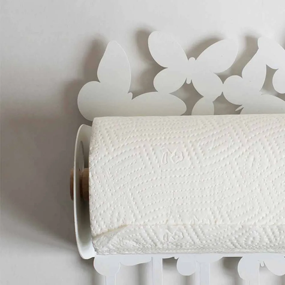 Portarrollos de pared en hierro blanco o beige hecho en Italia - Leiden Viadurini