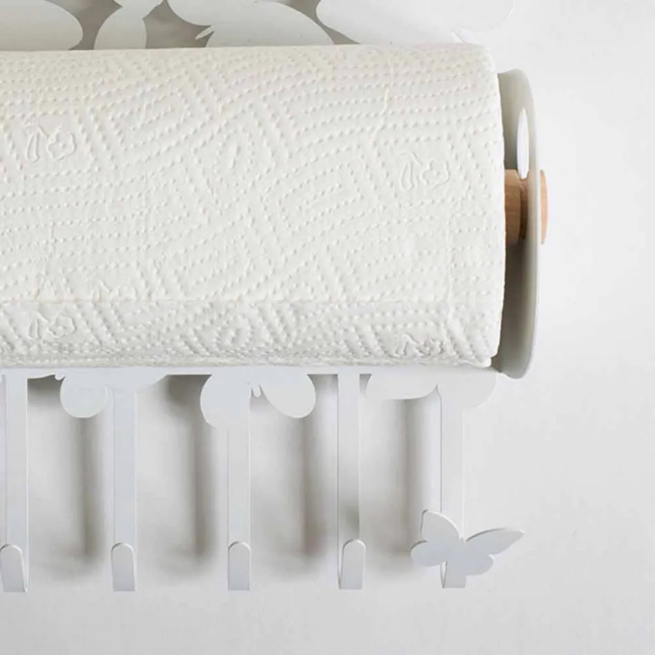 Portarrollos de pared en hierro blanco o beige hecho en Italia - Leiden Viadurini