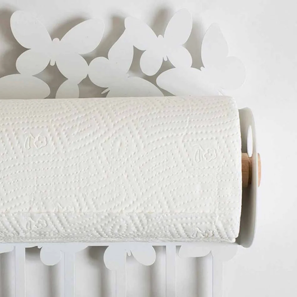 Portarrollos de pared en hierro blanco o beige hecho en Italia - Leiden Viadurini