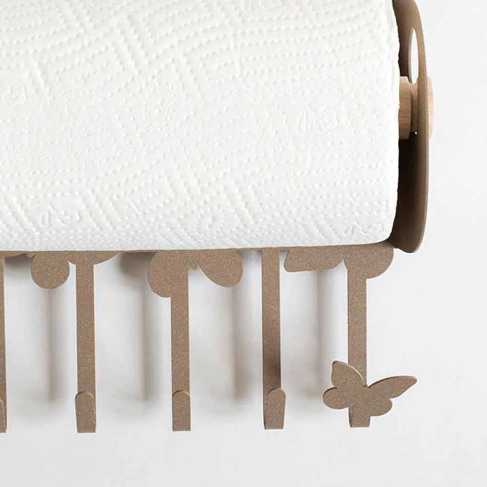 Portarrollos de pared en hierro blanco o beige hecho en Italia - Leiden Viadurini