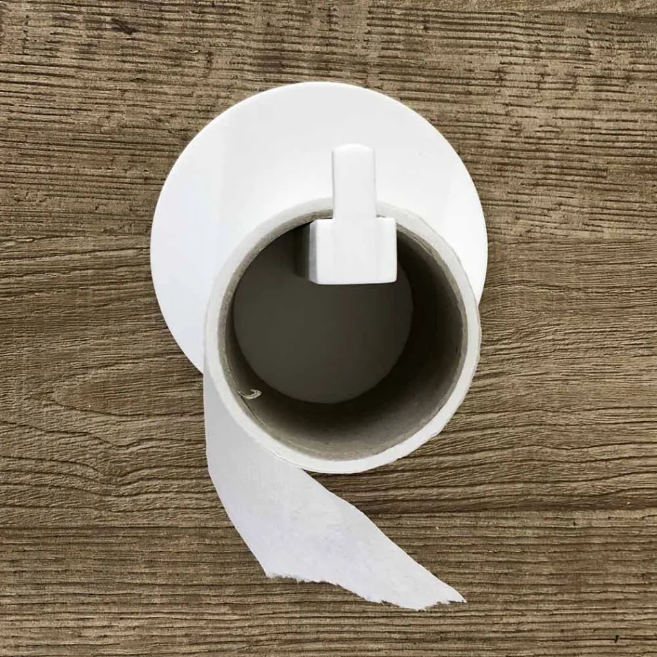 Portarrollos de papel higiénico en Corian blanco o con inserto negro, Made in Italy - Elono Viadurini