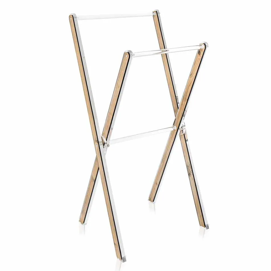 Toallero de suelo de diseño en plexiglás transparente o con madera - Stendio Viadurini