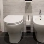 Portaescobillas para inodoro en Corian blanco o con inserto negro Made in Italy - Elono Viadurini