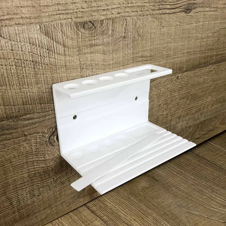 Soporte para cepillo de dientes para baño en Corian blanco Design Quality Made in Italy - Elono Viadurini