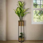 Soporte para macetas de hierro doble redondo de diseño moderno - Addie Viadurini