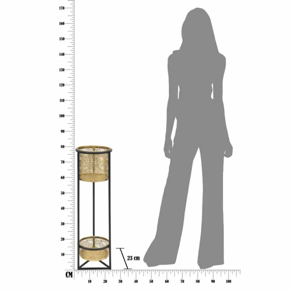 Soporte para macetas de hierro doble redondo de diseño moderno - Addie Viadurini