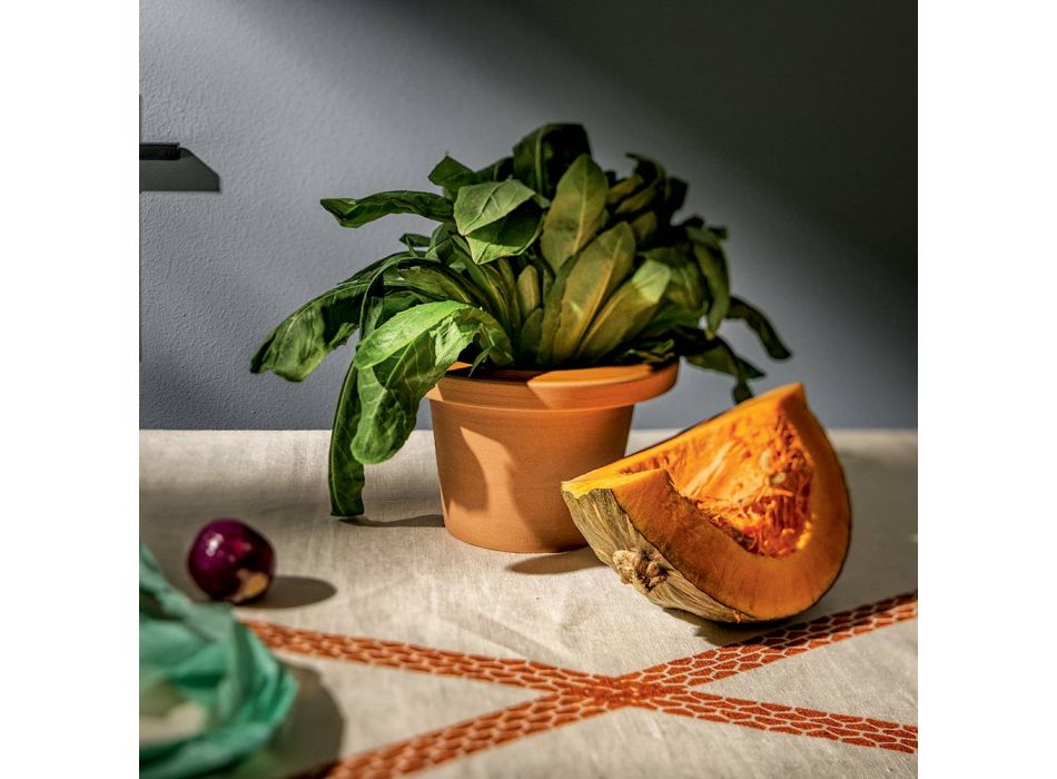 Soporte para jarrón de terracota y cerámica esmaltada Made in Italy - Phoebe Viadurini
