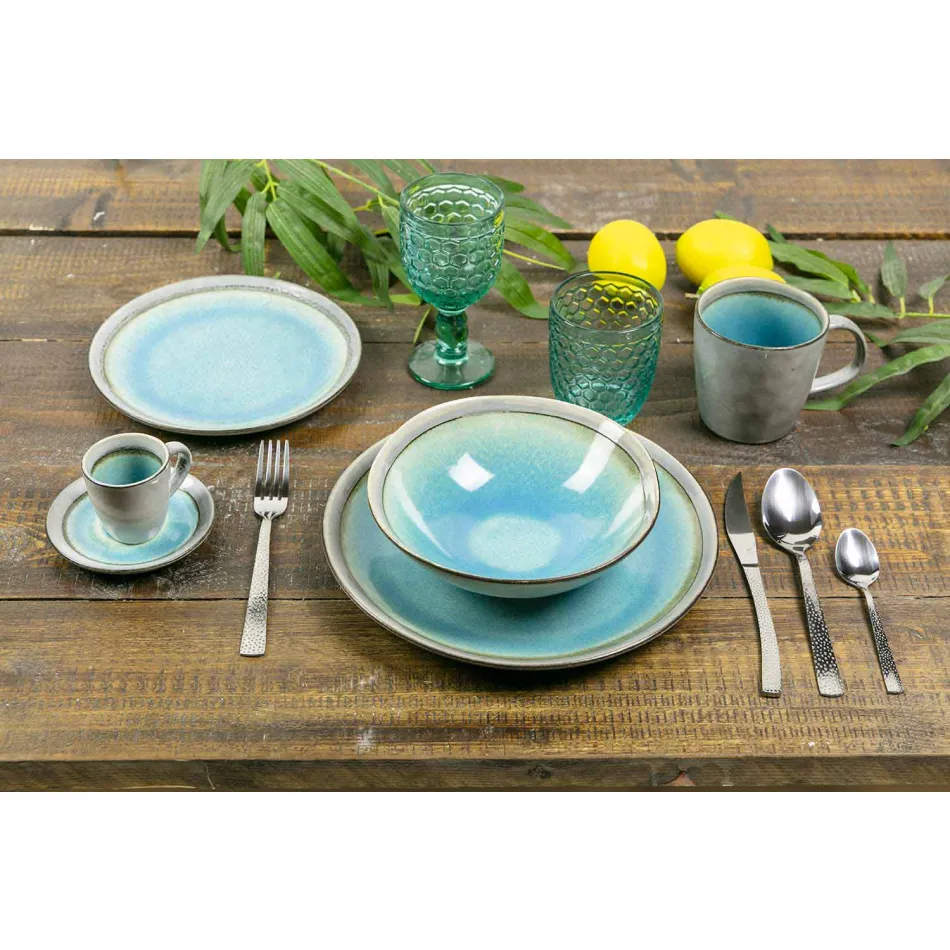 Set de cubiertos de diseño de 24 piezas en acero efecto tortuga - Rock Viadurini