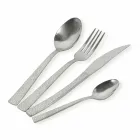 Cubiertos de servicio de diseño de 24 piezas en acero con efecto de concha - Rockpos Viadurini