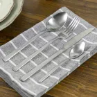 Cubiertos de diseño para servir en acero satinado 24 piezas completas - Fayette Viadurini