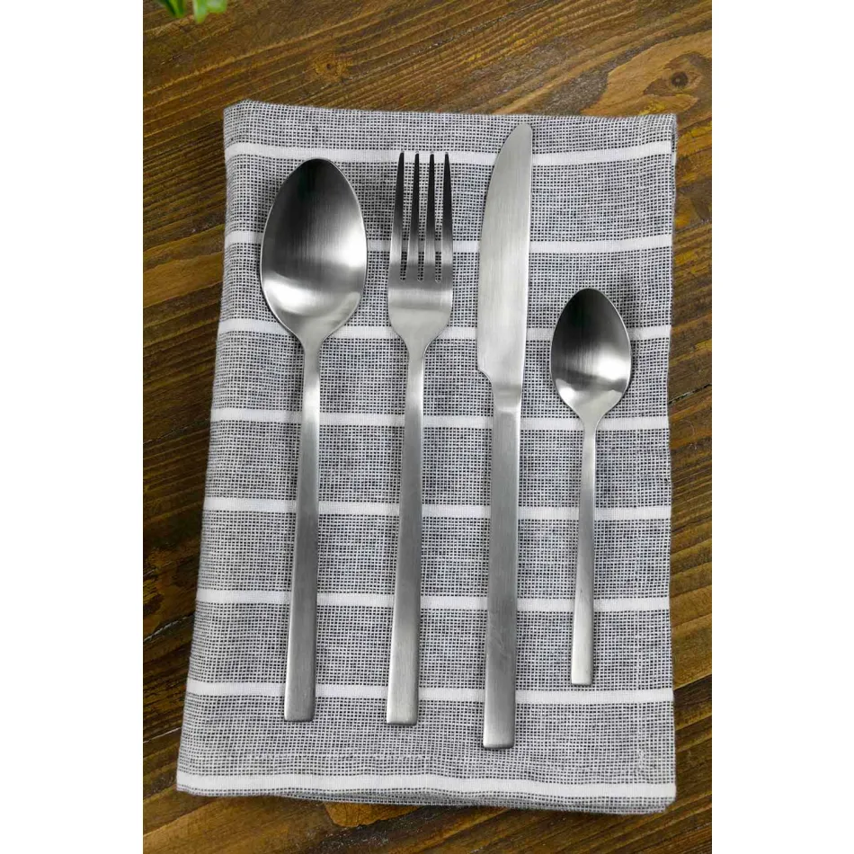 Cubiertos de diseño para servir en acero satinado 24 piezas completas - Fayette Viadurini