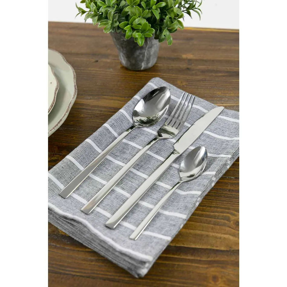 Cubiertos de diseño para servir en acero satinado 24 piezas completas - Fayette Viadurini